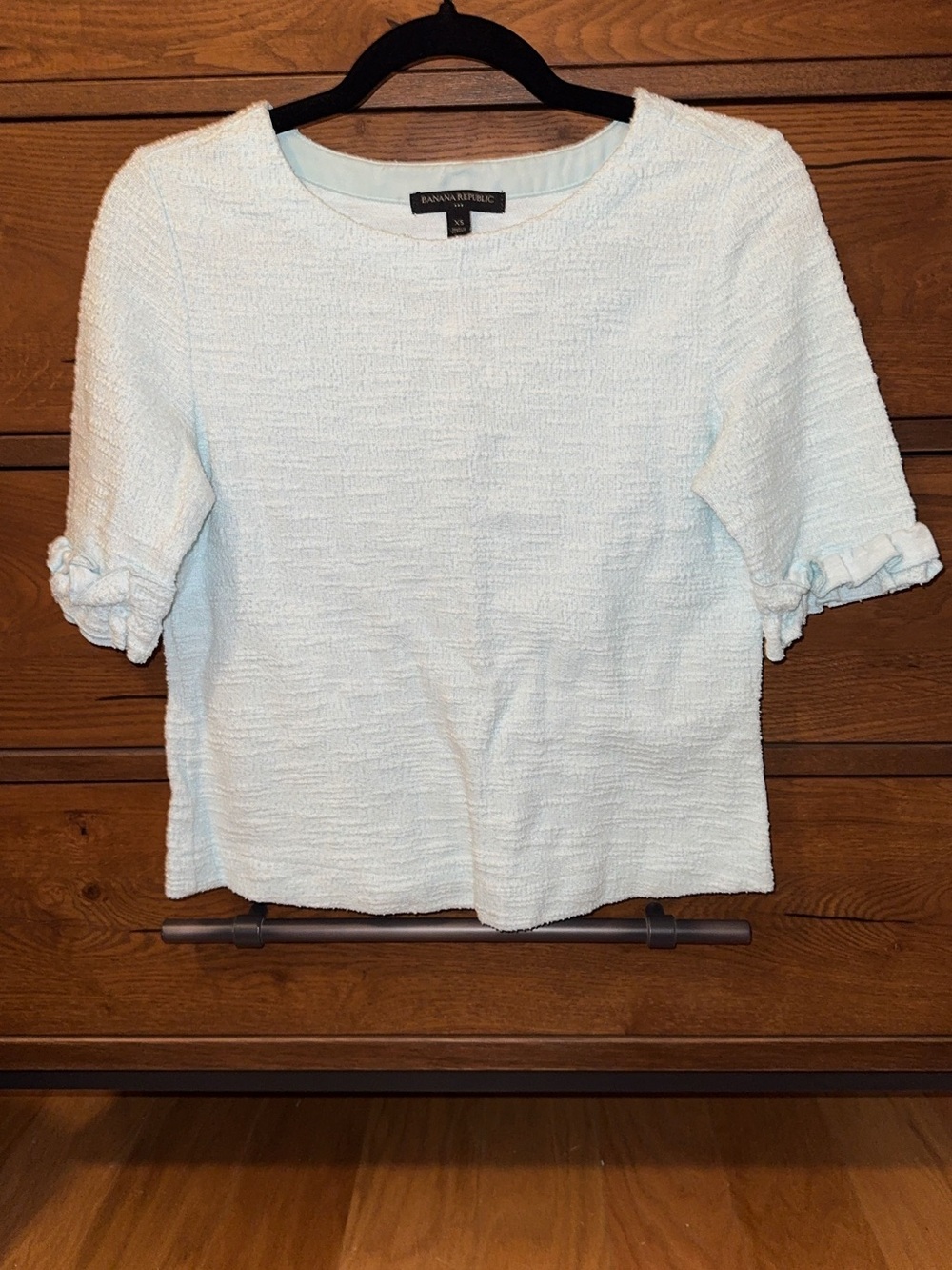 Banana Republic Pale Blue Textured Short Sleeve Shell